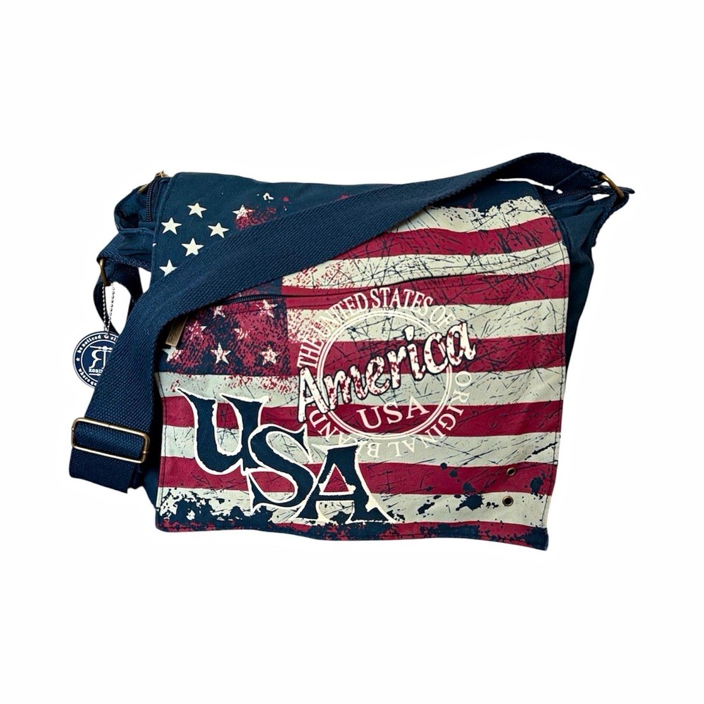Robin Ruth  American Flag USA Crossbody Shoulder Bag Purse Americana Patriotic